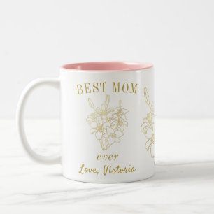 Best Mum Elegant Gold Floral Two-Tone Coffee Mug