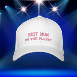 Best Mum Embroidered Hat<br><div class="desc">Best Mum Embroidered Baseball Cap with text: Best Mum On The Planet. This Baseball Cap is shown in white with pink embroidery. Perfect for Mother's Day, Birthday Gifts, Christmas Gift or any time.</div>