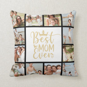 Best Mum Ever 12 Photo Collage Throw Pillow