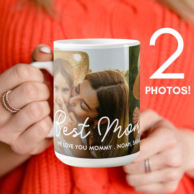 Best Mum Ever 2 Photo Collage Mother's Day Hearts Coffee Mug (Creator Uploaded)