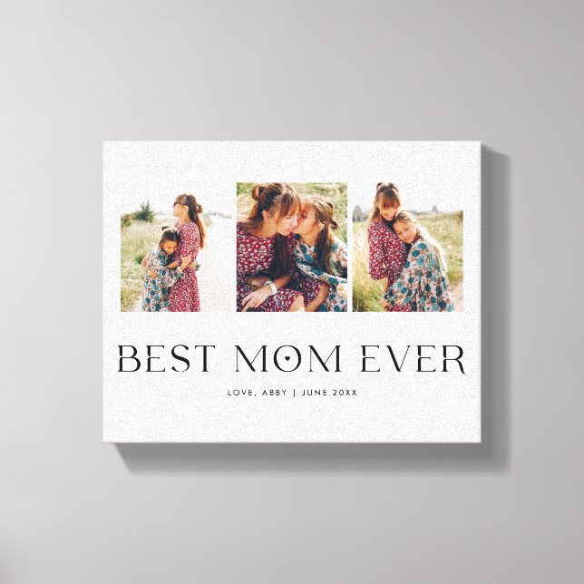 Best Mum Ever |  3-Photo Mother's Day Heart  Canvas Print (Front)