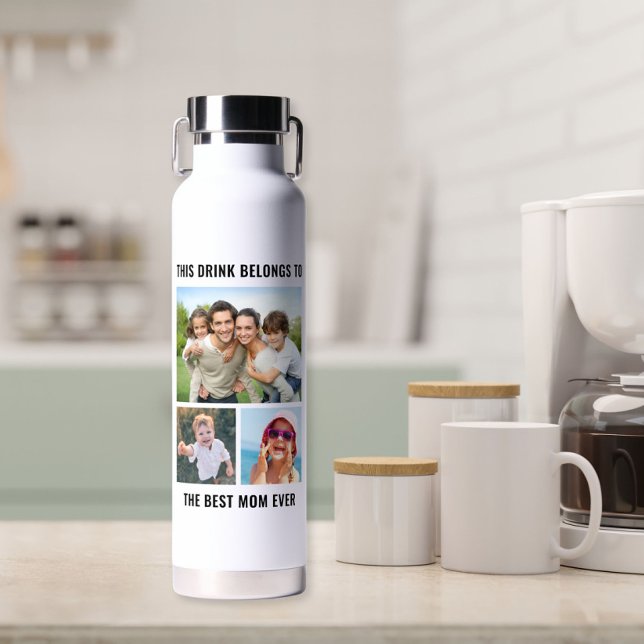 Best Mum Ever 3 Photo Water Bottle (Creator Uploaded)