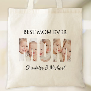Best Mum Ever 3 Photos Cutout Letters Tote Bag