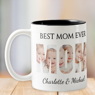 Best Mum Ever 3 Photos Cutout Letters Two-Tone Coffee Mug