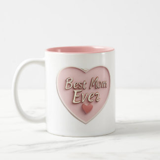 Best Mum Ever - 3d Heart with Gold Text Two-Tone Coffee Mug