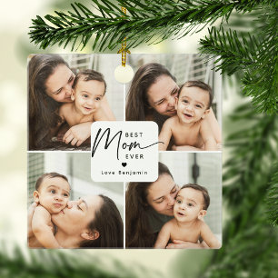 Best Mum Ever 4 Photo Collage Personalised Ceramic Ornament
