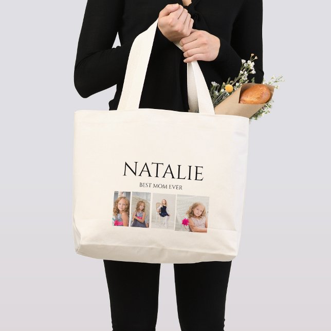Best Mum Ever 4 Photo Large Tote Bag (Creator Uploaded)