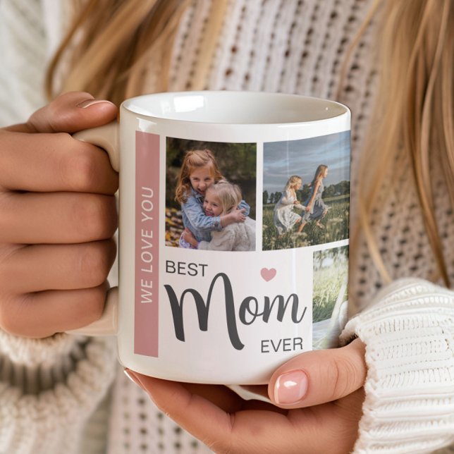 Best Mum Ever 5 Photo Mothers Day  Coffee Mug (Create your own custom Best Mom photo collage coffee mug by MINTIC DESIGN STUDIO)
