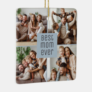Best Mum Ever 5 Photos Dusty Blue Mother's Day Ceramic Ornament
