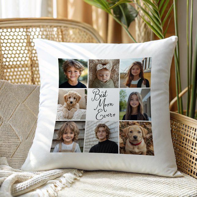 Best Mum Ever 8 Photo Collage Throw Pillow (Creator Uploaded)