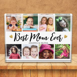 Best Mum Ever 8 Picture Collage Heart Keepsake  Photo Block