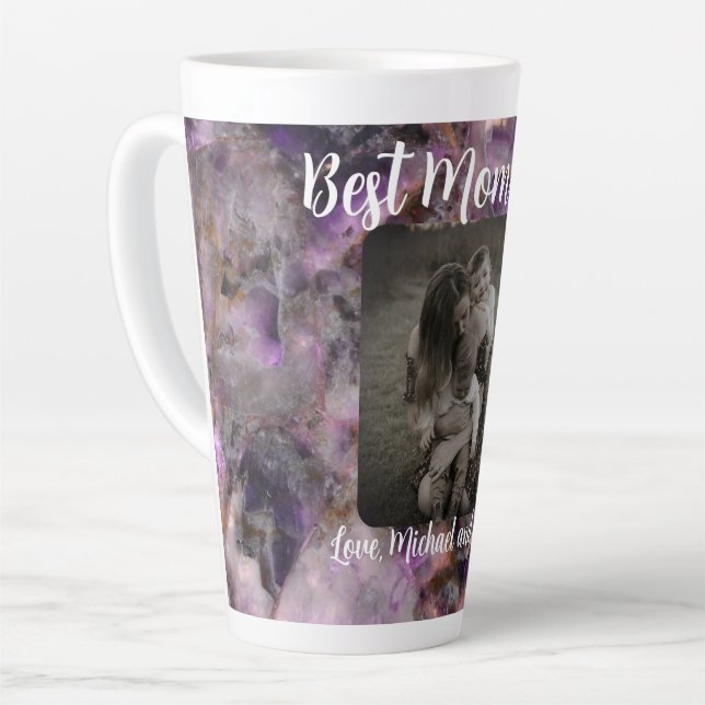 Best Mum ever Abstract purple quartz marble Latte Mug (Left Angle)