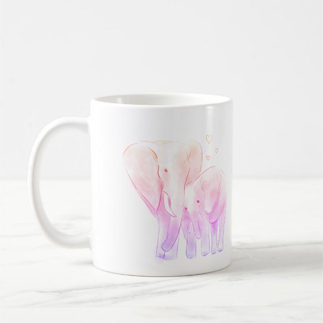 Best mum ever adorable elephant sketch coffee mug (Left)
