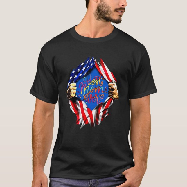 Best Mum Ever American Flag Happy Mothers Day T-Shirt (Front)