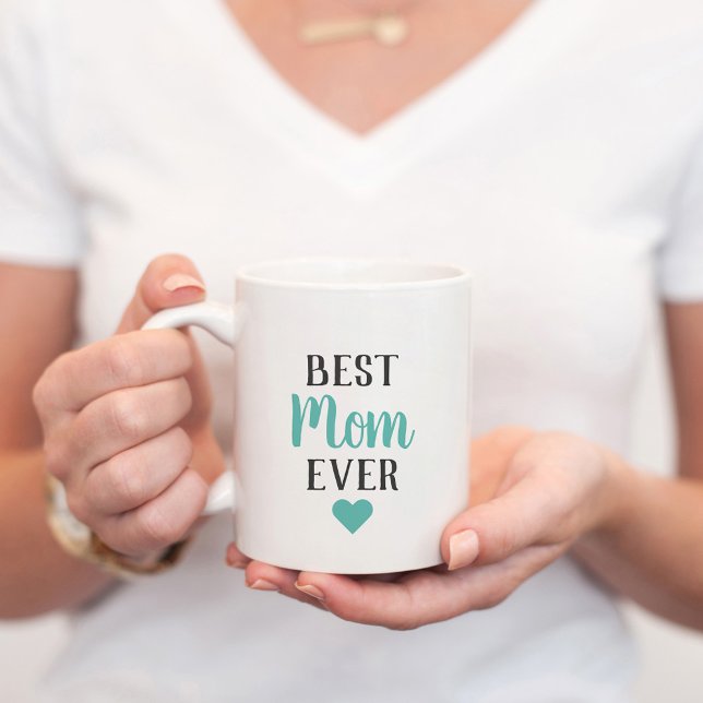 Best Mum Ever Aqua Script Heart Coffee Mug (Creator Uploaded)