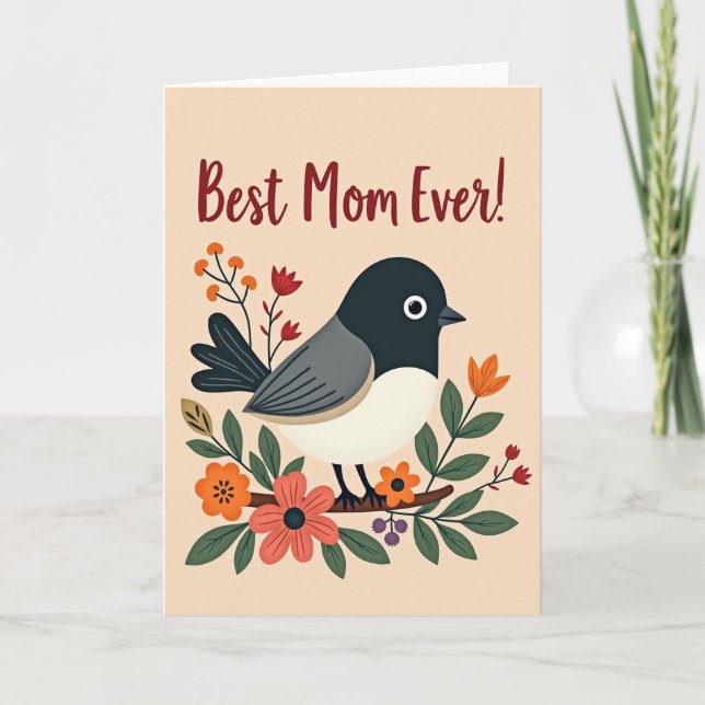 Best Mum Ever Bird Art Card (Front)