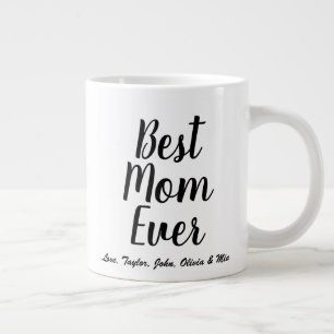 Best Mum Ever black custom script personalised Large Coffee Mug