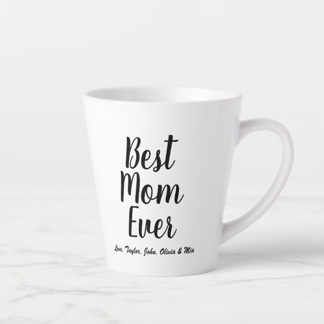 Best Mum Ever black custom script personalised Latte Mug (Right)