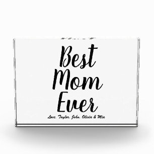 Best Mum Ever black personalised custom script Photo Block
