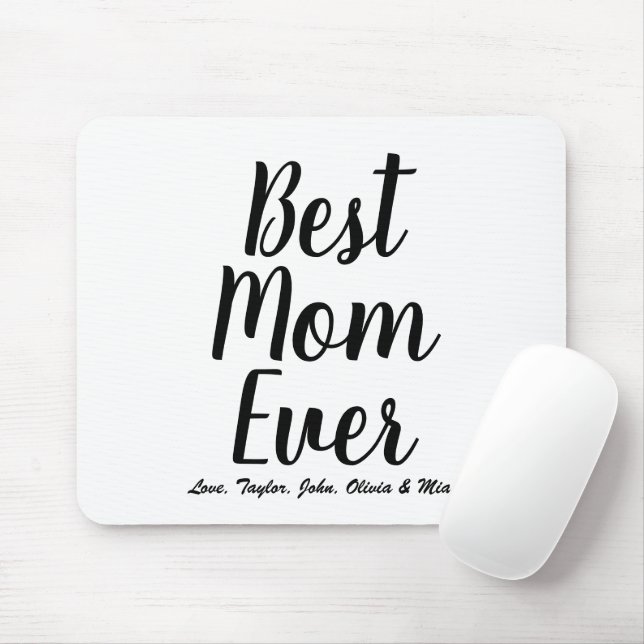 Best Mum Ever black white custom script chic Mouse Mat (With Mouse)