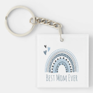 Best Mum Ever Blue Boho Rainbow Photo Key Ring