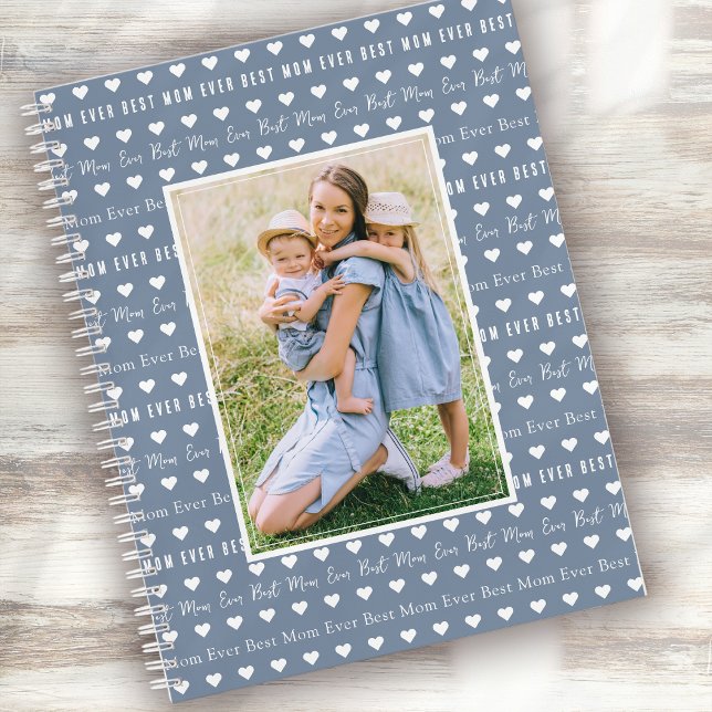 Best Mum Ever Blue Hearts Photo  Notebook (Creator Uploaded)