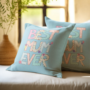 Best Mum Ever Blue Mothers Day Cushion
