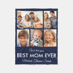 Best Mum Ever Blue Mothers Day Photo Collage Fleece Blanket