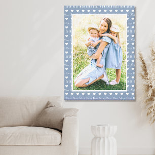 Best Mum Ever Blue Photo Hearts Canvas Print