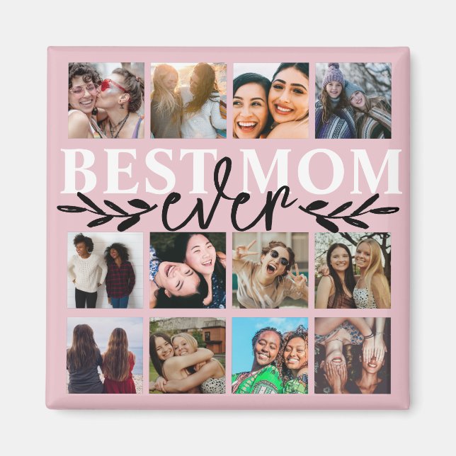 Best Mum Ever Blush Pink Photo Collage Magnet (Front)