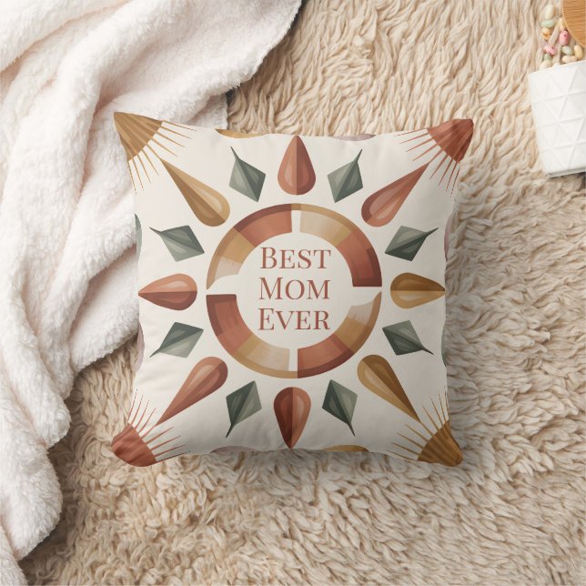 Best Mum Ever Boho Throw Pillow Gift (Blanket)