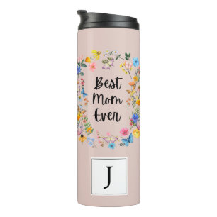Best Mum Ever Boho Wildflowers Birthday Monogram Thermal Tumbler