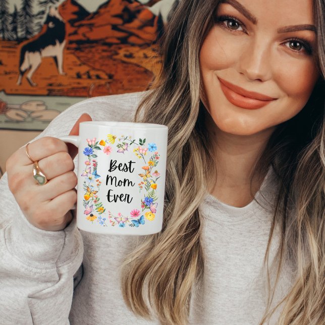 Best Mum Ever Boho Wildflowers Mother's Birthday Coffee Mug (Creator Uploaded)