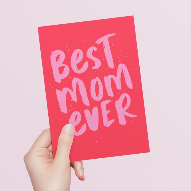 Best mum ever bold trendy bright pink Mother's Day Card (Creator Uploaded)