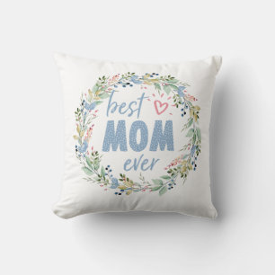 Best Mum Ever Botanical Wreath Mothers Day Cushion