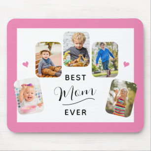 Best Mum Ever Calligraphy 5 Photo Pink Mouse Mat