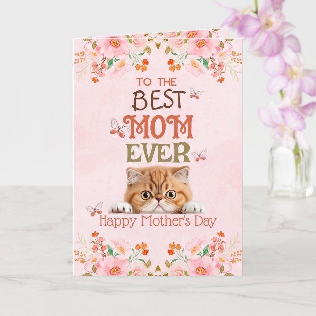 Best Mum Ever Cat Mother's Day Greeting Card (Orchid)