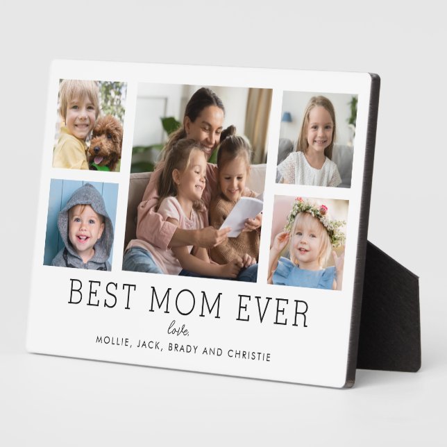 Best Mum Ever Children 5-Photo Collage Custom Plaque (Side)