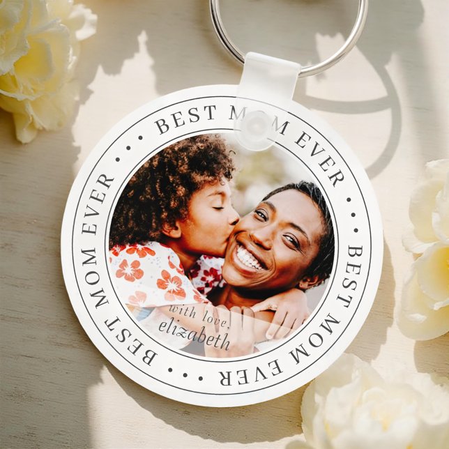 Best Mum Ever Classic Simple Photo Key Ring (Creator Uploaded)