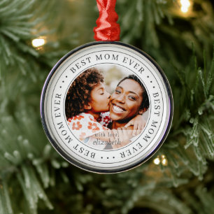 Best Mum Ever Classic Simple Photo Metal Tree Decoration