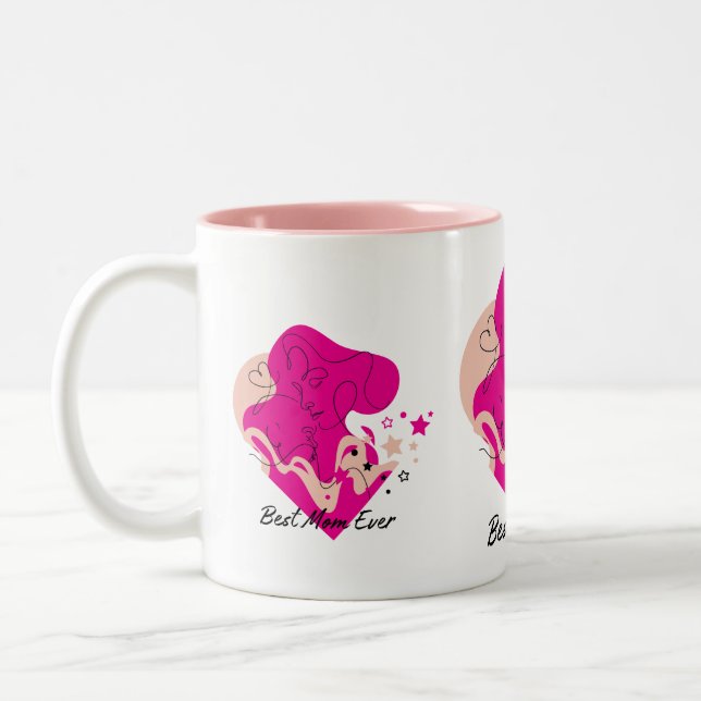 Best mum Ever Colourful Design Two-Tone Coffee Mug (Left)