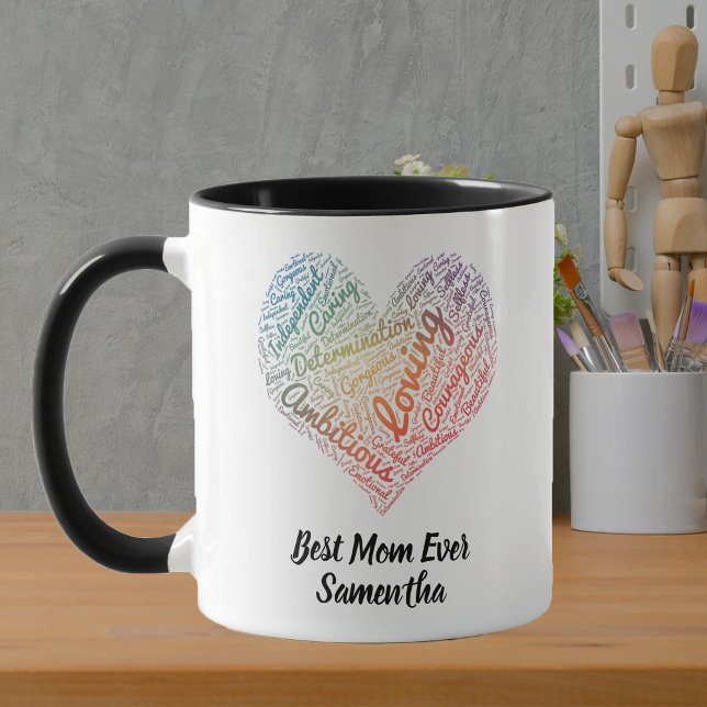 Best Mum Ever Colourful Rainbow Heart Personality Mug (Creator Uploaded)