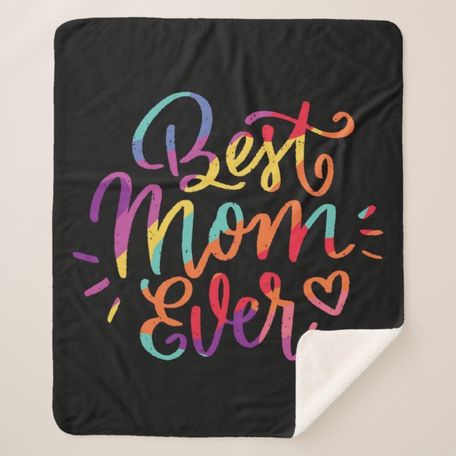 Best Mum Ever Colourful Sherpa Blanket (Front)