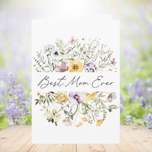 Best Mum Ever Colourful Wildflower Mothers Day Card