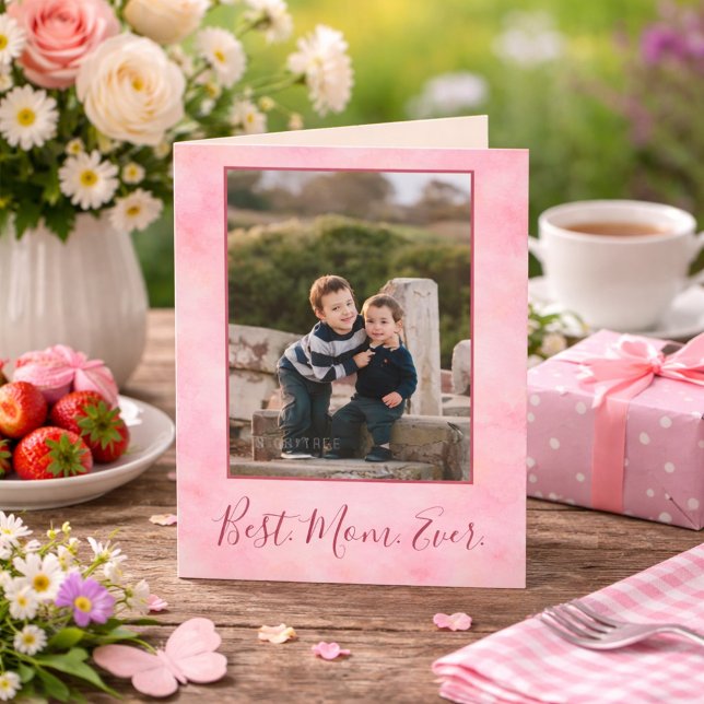 Best Mum Ever Coral Photo Card  (Creator Uploaded)