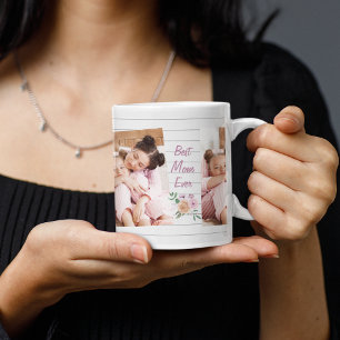 Best Mum Ever Custom 3 Photo Mug - Gift From Kids
