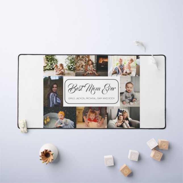 Best Mum Ever Custom 8 Photo Collage Desk Mat (Kids Table)