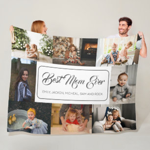 Best Mum Ever Custom 8 Photo Collage Fleece Blanket