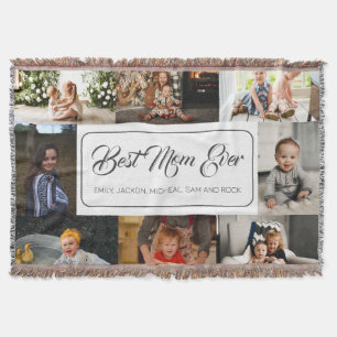 Best Mum Ever Custom 8 Photo Collage Throw Blanket