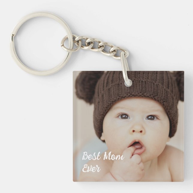 Best Mum Ever Custom Baby Photo Acrylic Keychain (Front)